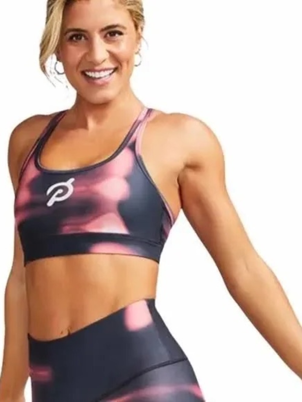Peloton Black and Pink Tie-Dye Racerback Sports Bra